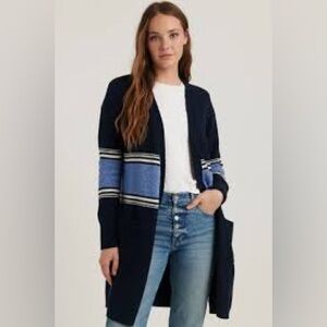 Lucky Brand long stripe cardigan size XS blue and white